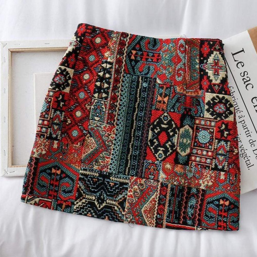 Virginia Boho Patchwork Mini Skirt